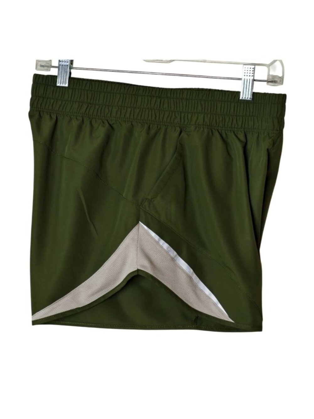 Athletic Works Womens M Running Shorts Olive Green Mesh Inserts Reflective Trim - Picture 3 of 6